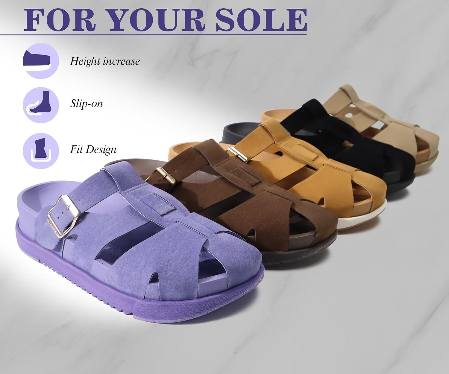 image:imageKuaiLu Womens Clog Sandals Comfortable Arch Support Chic Platform SlidesPurplefull Size Up