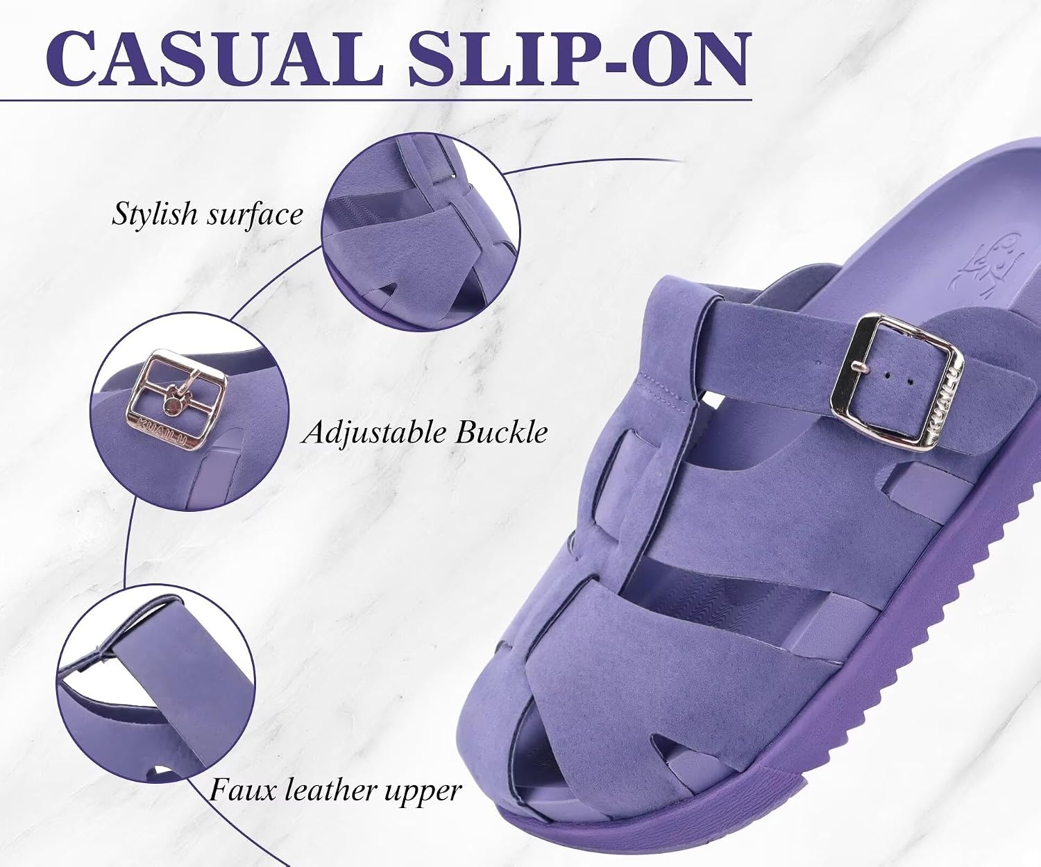 image:imageKuaiLu Womens Clog Sandals Comfortable Arch Support Chic Platform SlidesPurplefull Size Up