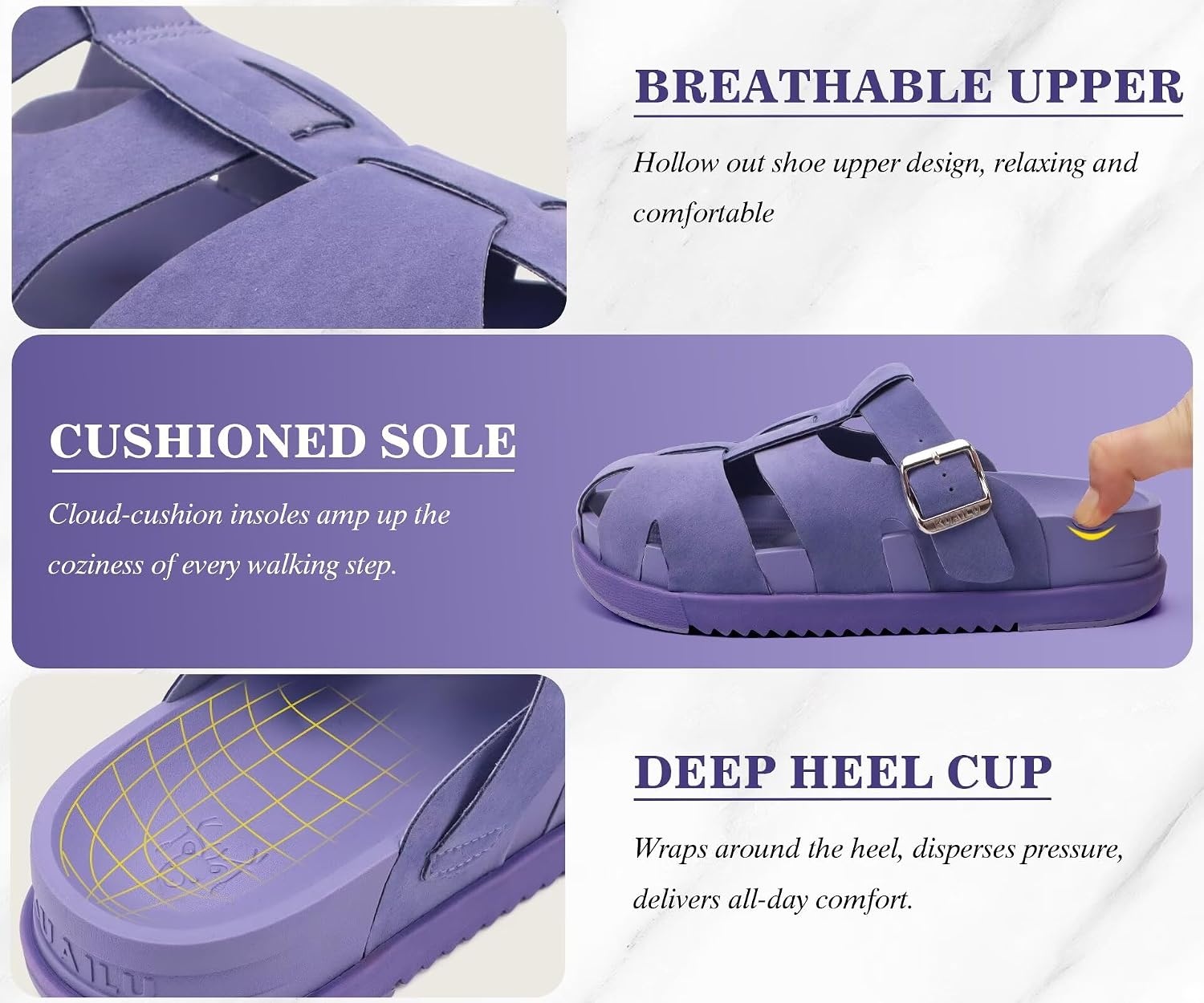 image:imageKuaiLu Womens Clog Sandals Comfortable Arch Support Chic Platform SlidesPurplefull Size Up