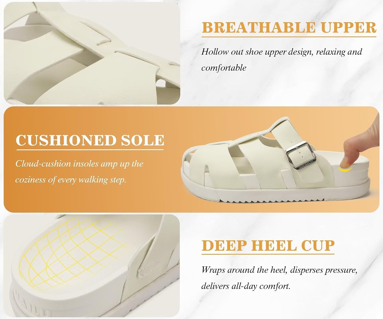 image:imageKuaiLu Womens Clog Sandals Comfortable Arch Support Chic Platform SlidesWhitefull Size Up