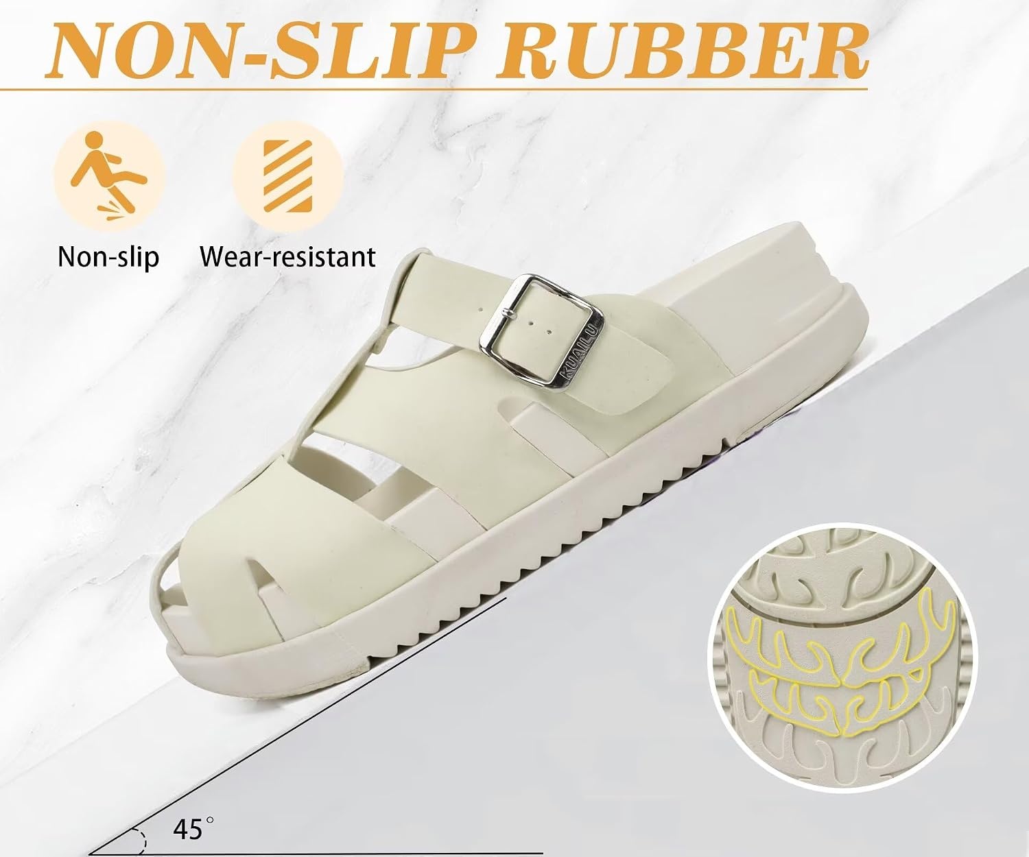 image:imageKuaiLu Womens Clog Sandals Comfortable Arch Support Chic Platform SlidesWhitefull Size Up