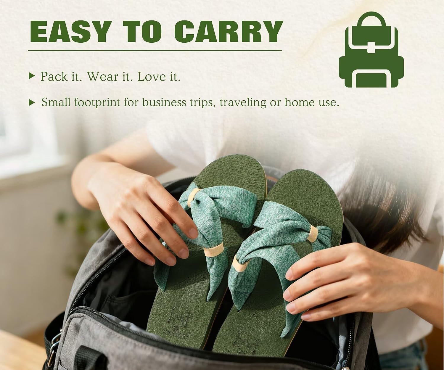 image:imageKuaiLu Womens Dressy Bow Sandals Arch Support Yoga Foam Walking Beach SlideGreen