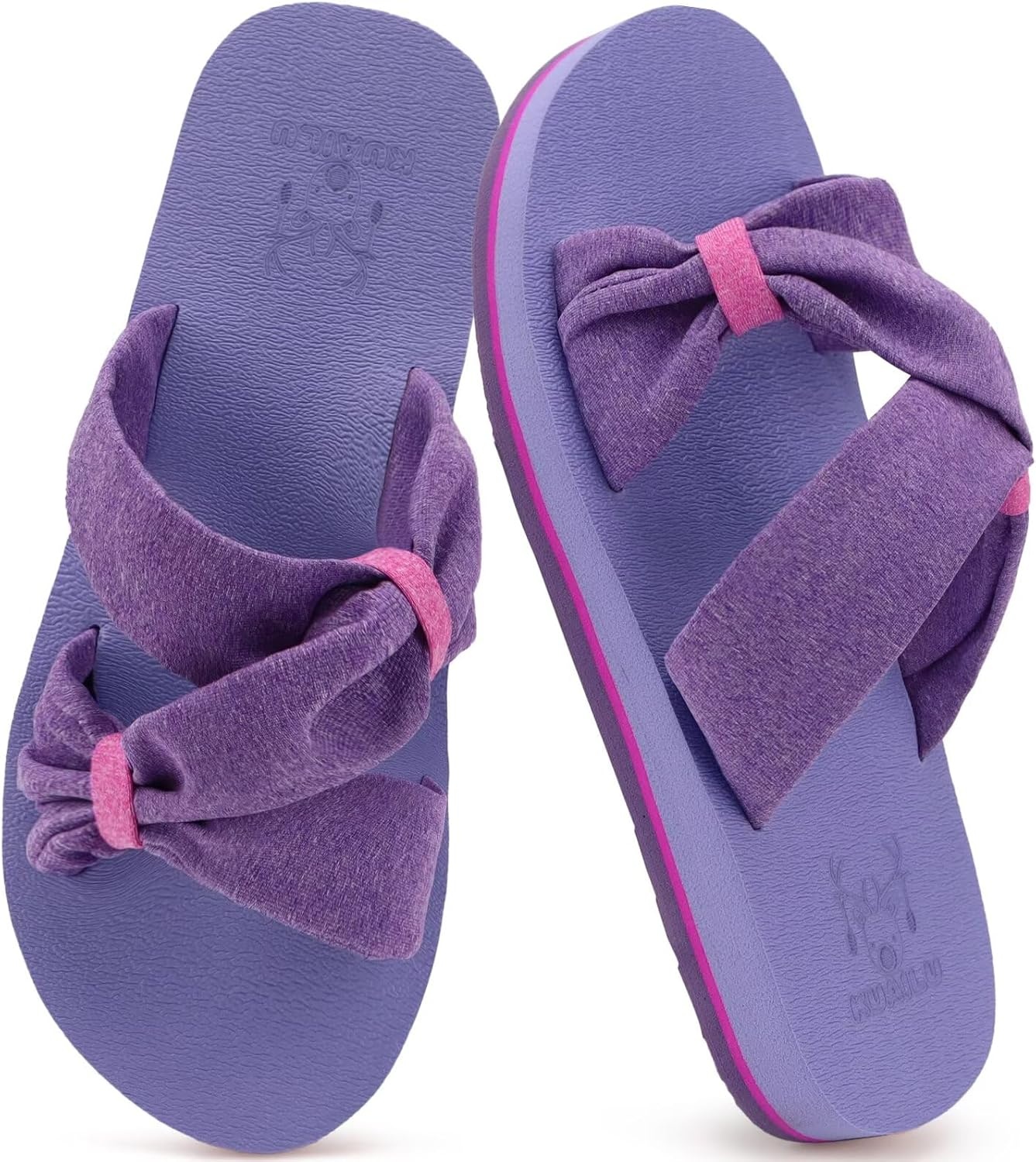 image:imageKuaiLu Womens Dressy Bow Sandals Arch Support Yoga Foam Walking Beach SlidePurple