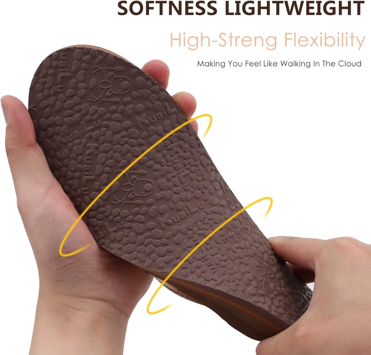 image:imageKuaiLu Womens Fashion Flip Flops Ladies Summer Beach Yoga Mat Thong SandalsShiny Brown