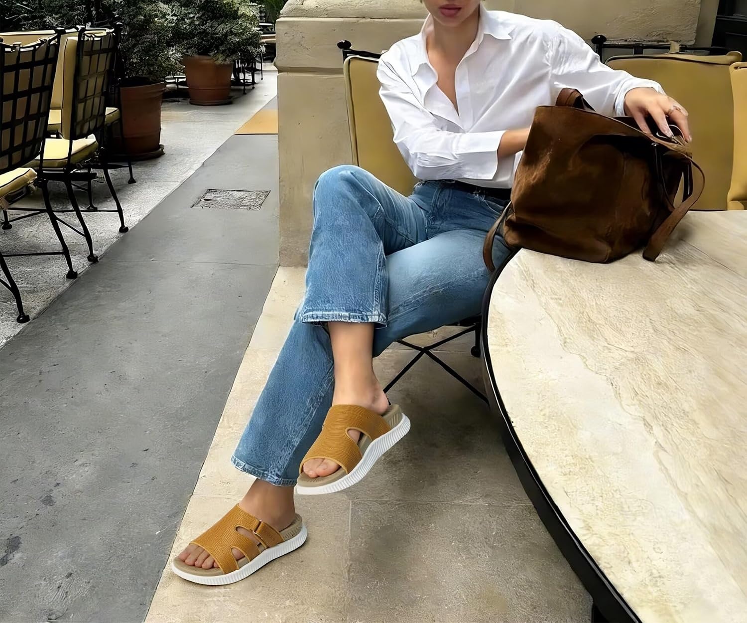 image:imageKuaiLu Womens Fashion Orthopedic Walking Thick Sandals Comfort Arch SupportBeige White