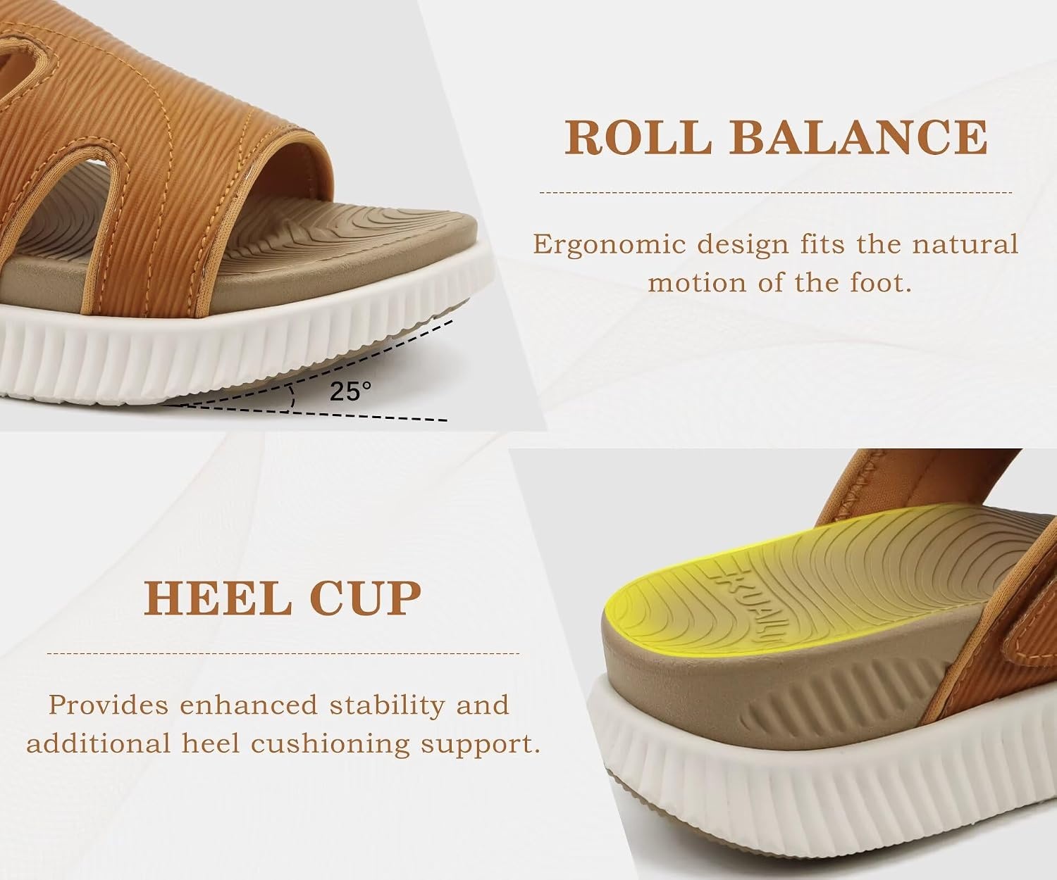 image:imageKuaiLu Womens Fashion Orthopedic Walking Thick Sandals Comfort Arch SupportBeige White