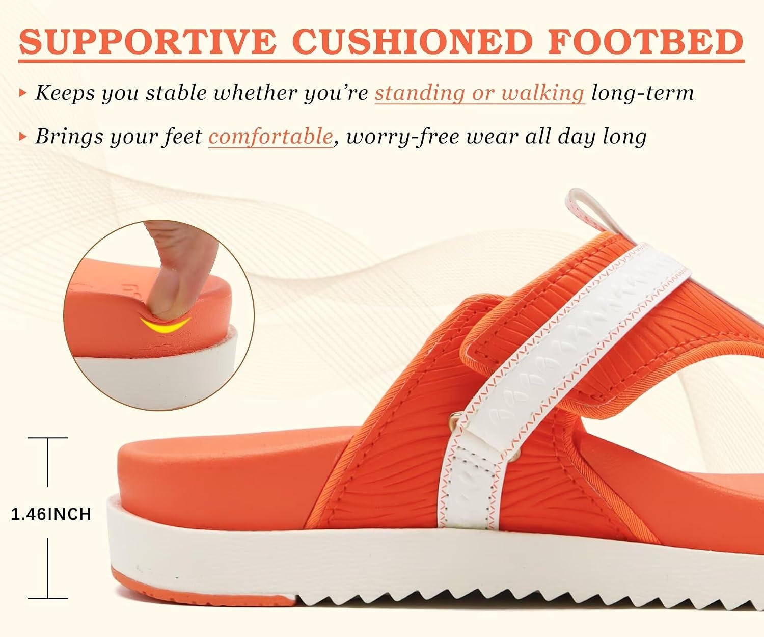 image:imageKuaiLu Womens Orthopedic Flip Flops Comfort Cushion Arch Support SandalsOrange White