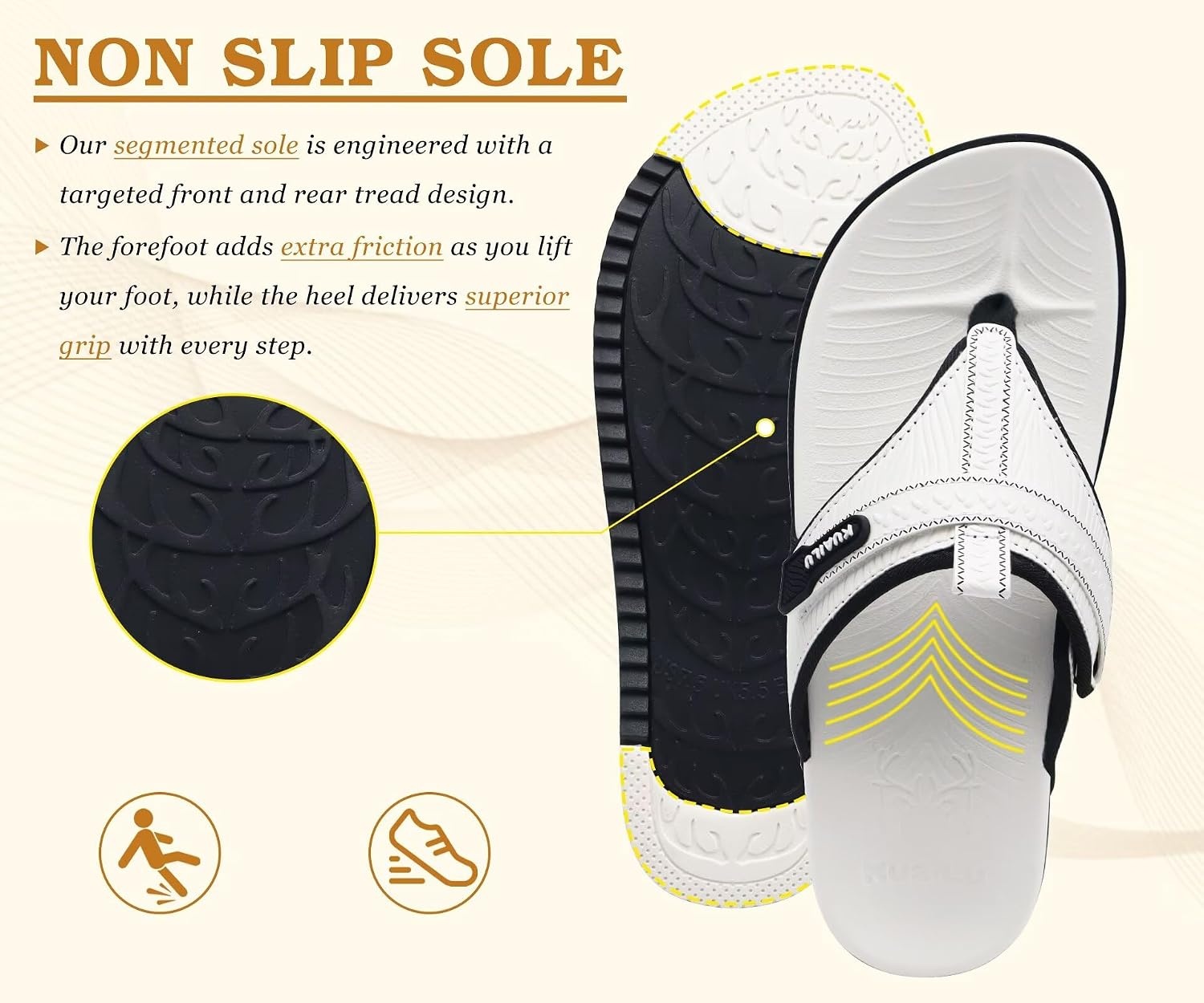 image:imageKuaiLu Womens Orthopedic Flip Flops Comfort Cushion Arch Support SandalsWhite Black