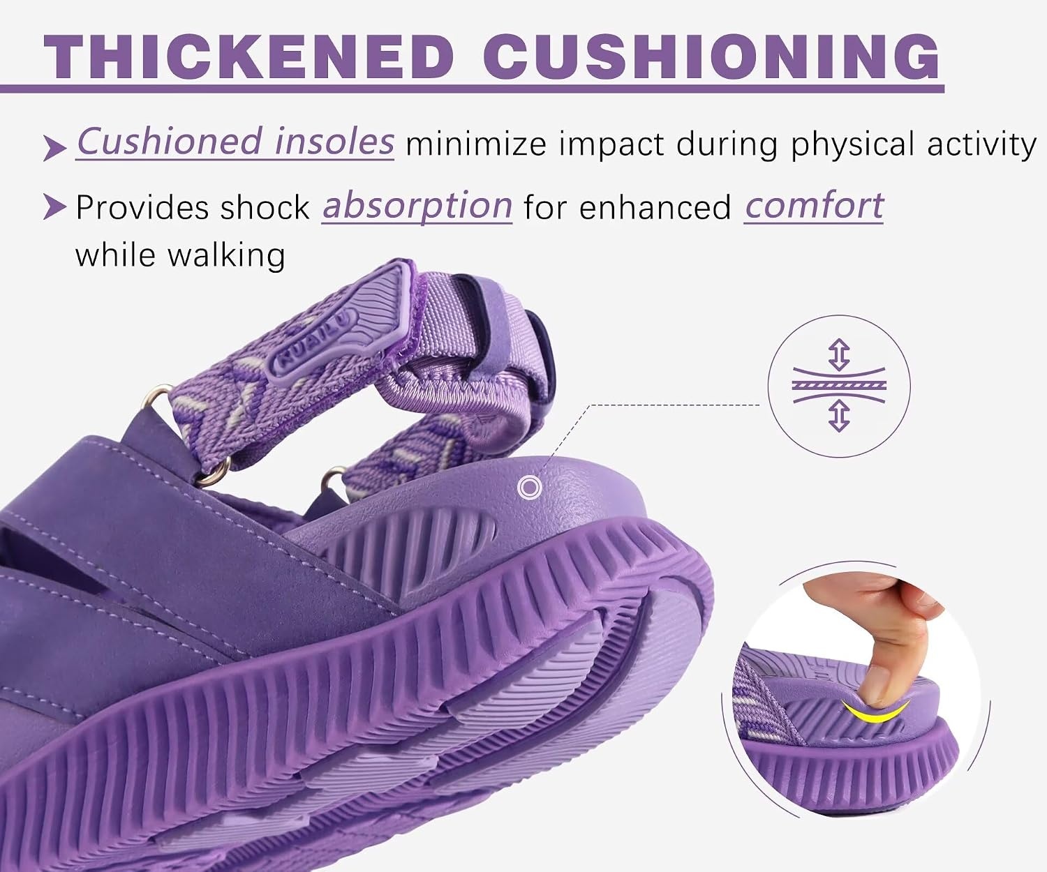 image:imageKuaiLu Womens Orthopedic Walking Sandals with Memory Foam Arch SupportPurple