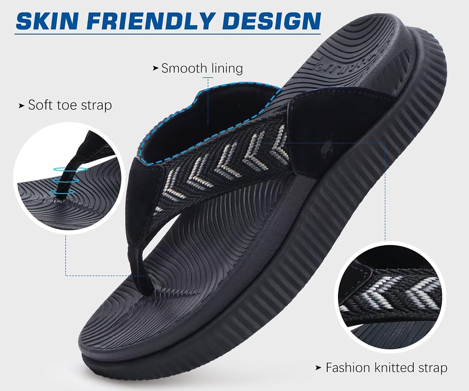 image:imageKuaiLu Womens Orthotic Flip Flops with Arch Support Cushion Recovery SandalBlack