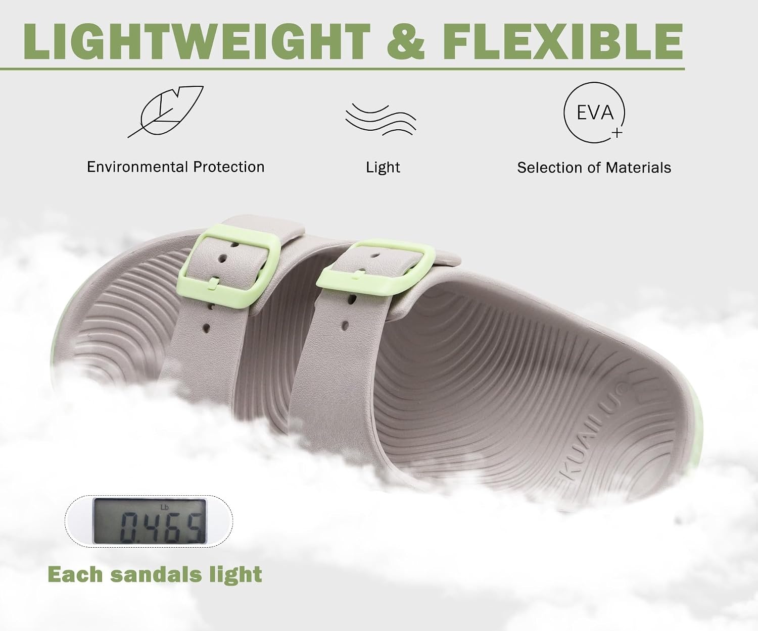 image:imageKuaiLu Womens Recovery Sandals Comfortable Arch Support Adjustable SlidesApricot Green