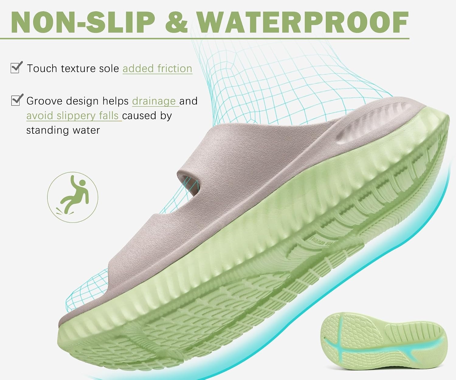 image:imageKuaiLu Womens Recovery Sandals Comfortable Arch Support Adjustable SlidesApricot Green