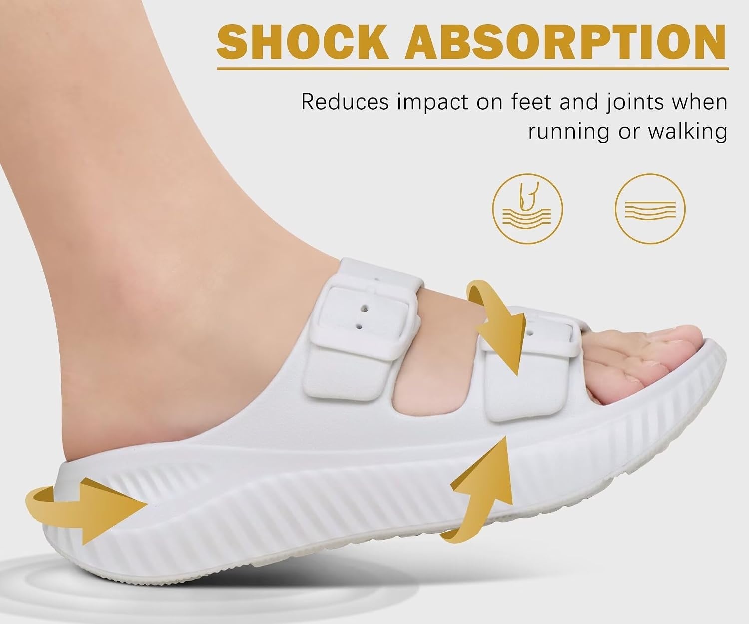 image:imageKuaiLu Womens Recovery Sandals Comfortable Arch Support Adjustable SlidesWhite