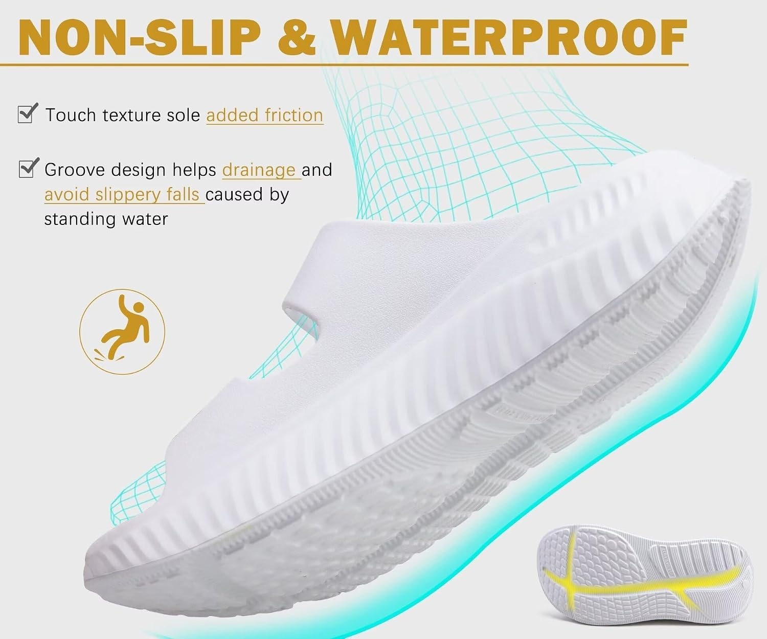 image:imageKuaiLu Womens Recovery Sandals Comfortable Arch Support Adjustable SlidesWhite