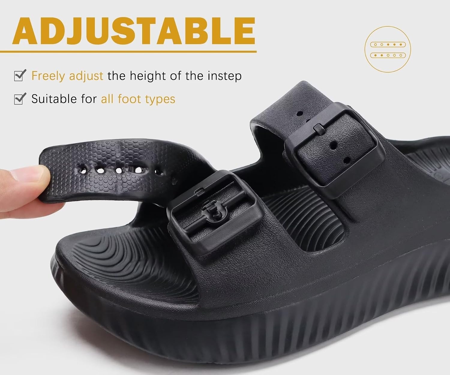 image:imageKuaiLu Womens Recovery Sandals Comfortable Plantar Fasciitis Arch Support Ladies Orthopedic Sport Slides Open Toe Slip On Thick Athletic Cushion Slippers Summer Pool Beach Sandles Black Size 8