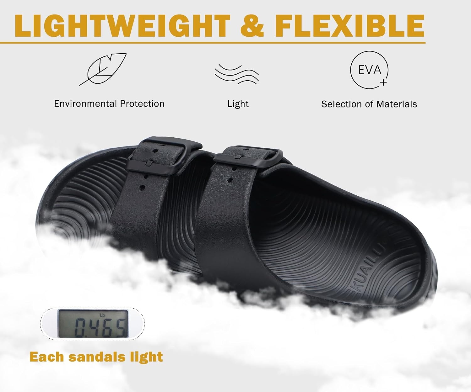 image:imageKuaiLu Womens Recovery Sandals Comfortable Plantar Fasciitis Arch Support Ladies Orthopedic Sport Slides Open Toe Slip On Thick Athletic Cushion Slippers Summer Pool Beach Sandles Black Size 8