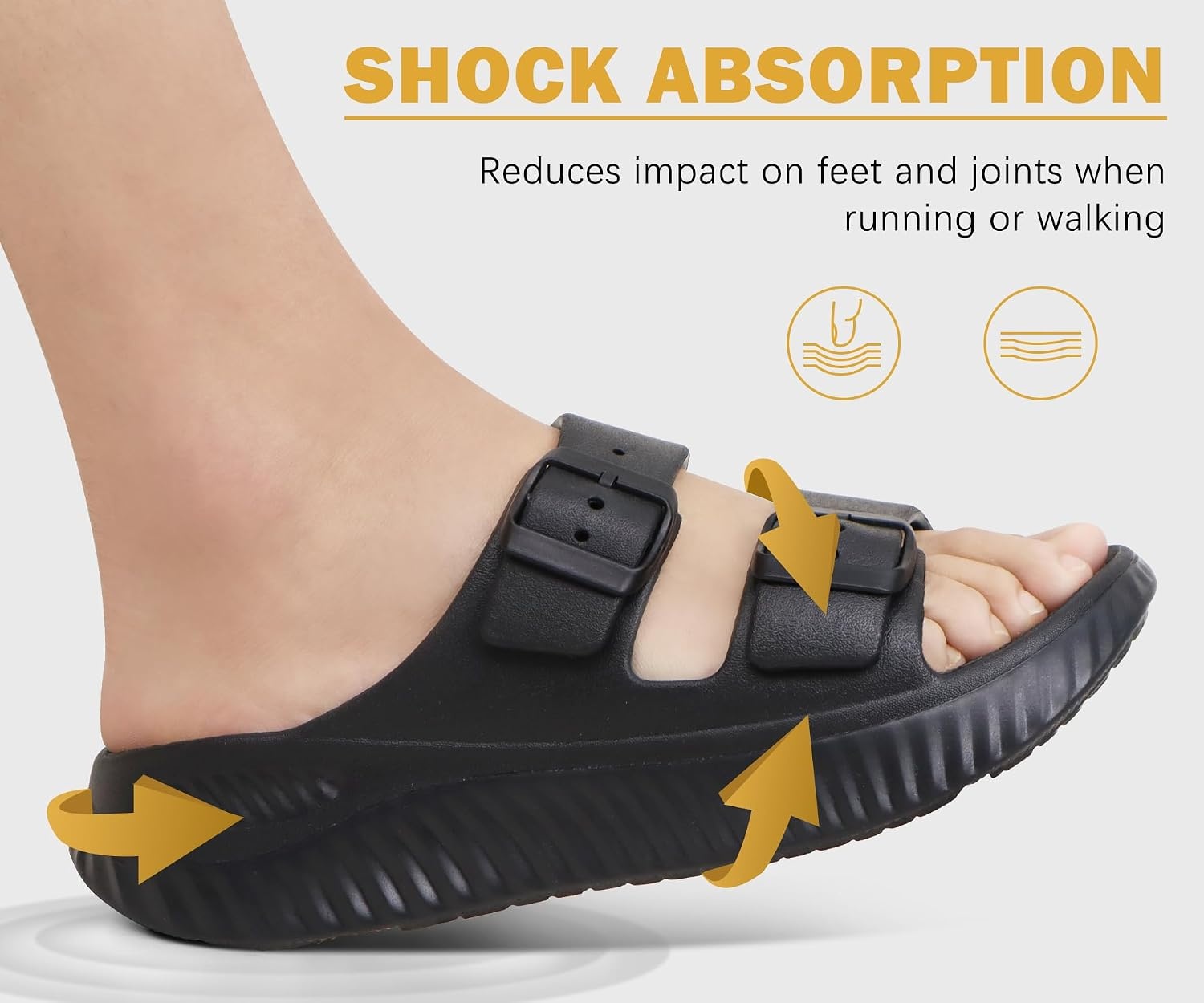 image:imageKuaiLu Womens Recovery Sandals Comfortable Plantar Fasciitis Arch Support Ladies Orthopedic Sport Slides Open Toe Slip On Thick Athletic Cushion Slippers Summer Pool Beach Sandles Black Size 8