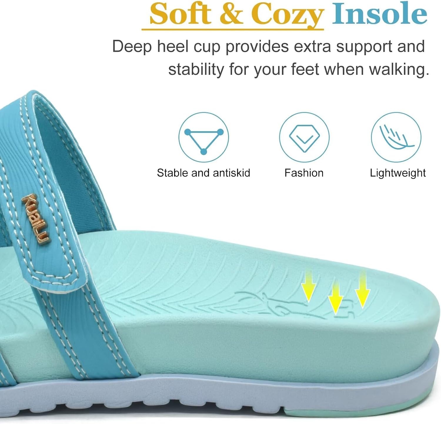 image:imageKuaiLu Womens Slides Sandals With Arch Support Comfort Plantar FasciitisBlue