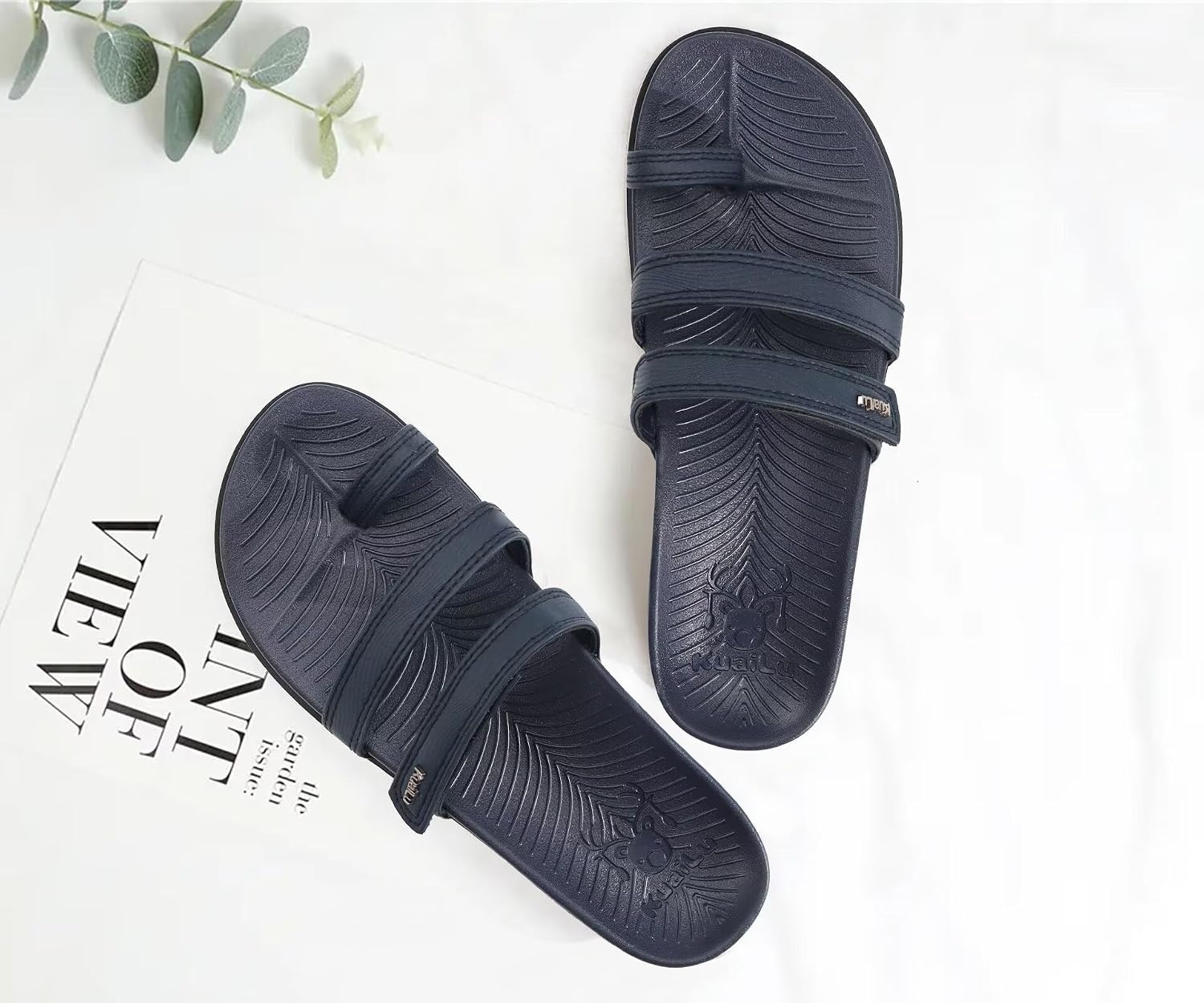 image:imageKuaiLu Womens Slides Sandals With Arch Support Comfort Plantar FasciitisDarkblue