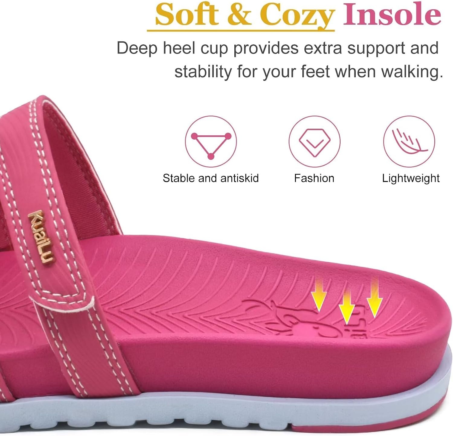image:imageKuaiLu Womens Slides Sandals With Arch Support Comfort Plantar FasciitisFuchsia