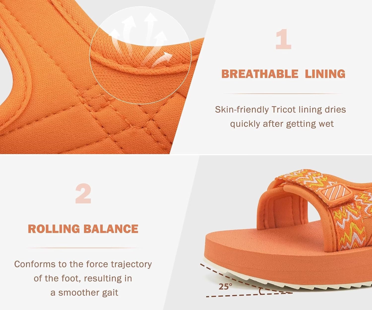 image:imageKuaiLu Womens Walking Sandals Comfortable Arch Support Summer Hiking ShoesBright Orange