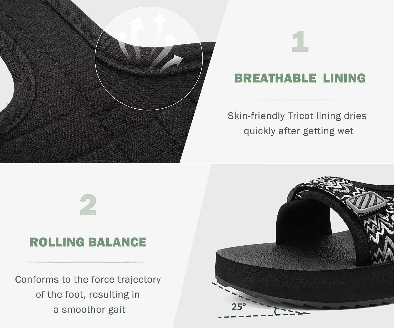 image:imageKuaiLu Womens Walking Sandals Comfortable Arch Support Summer Hiking ShoesRippleblack