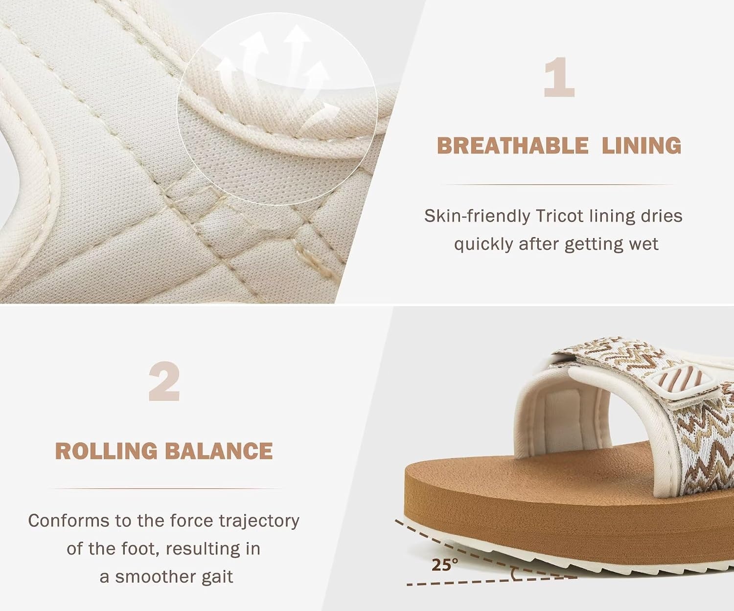 image:imageKuaiLu Womens Walking Sandals Comfortable Arch Support Summer Hiking ShoesRipplewhite Khaki