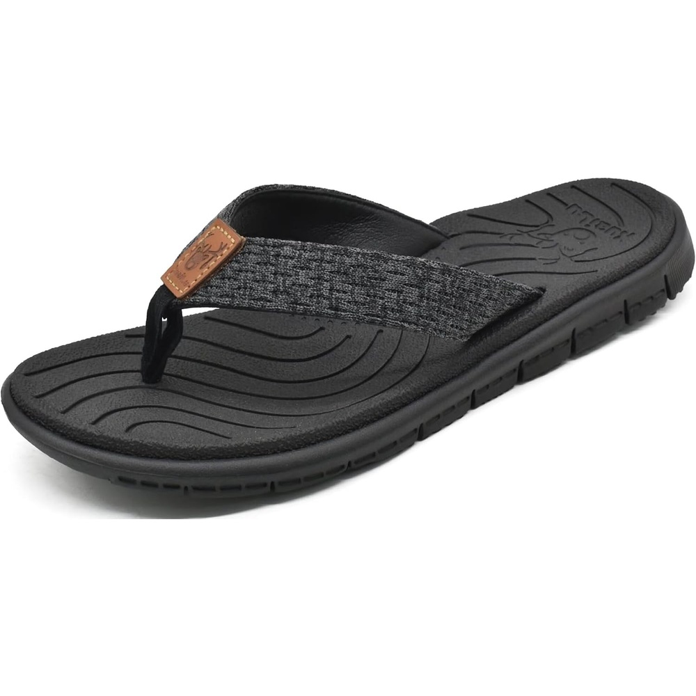 image:imageKuaiLu Casual Flip Flops for Women Lightweight Cushion Summer Beach SandalsAll Black