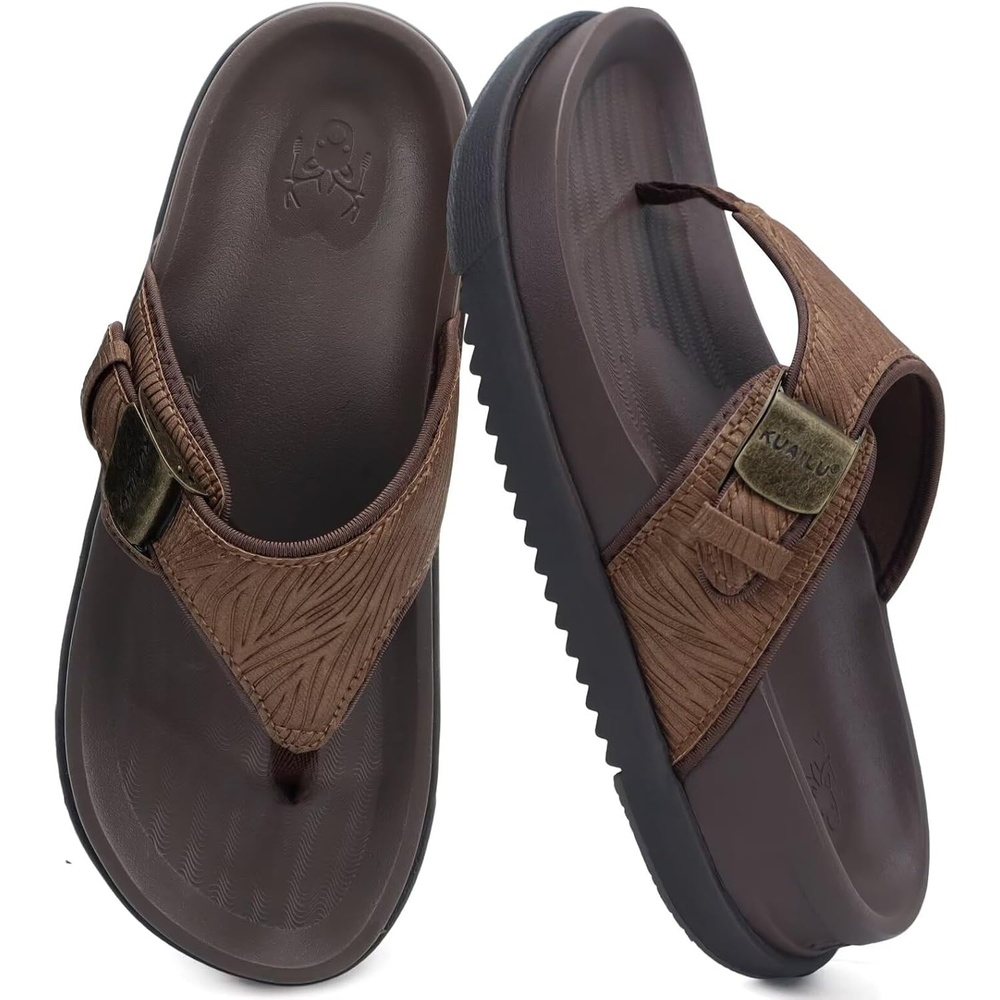 image:imageKuaiLu Flip Flops for Womens Orthotic Platform Sandals with Arch SupportBrown
