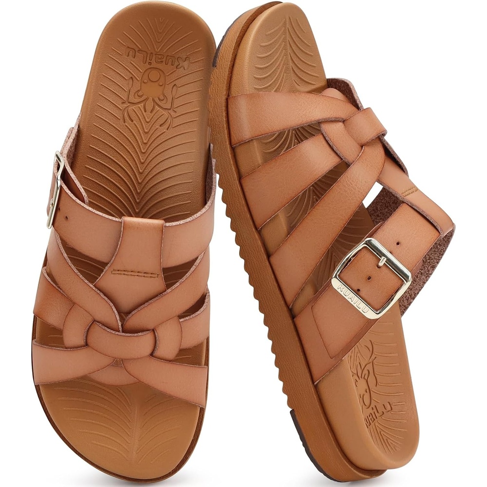 image:imageKuaiLu Gladiator Sandals for Women with Comfortable Arch SupportKhaki Go One Size Up