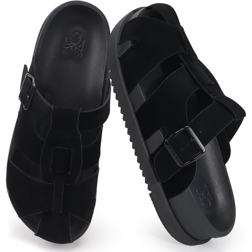 image:imageKuaiLu Womens Clog Sandals Comfortable Arch Support Chic Platform SlidesBlackfull Size Up