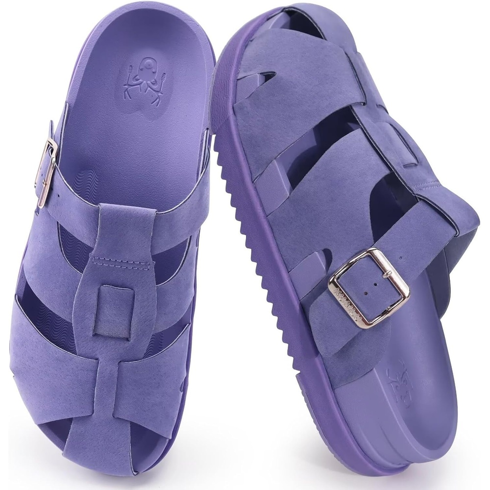 image:imageKuaiLu Womens Clog Sandals Comfortable Arch Support Chic Platform SlidesPurplefull Size Up