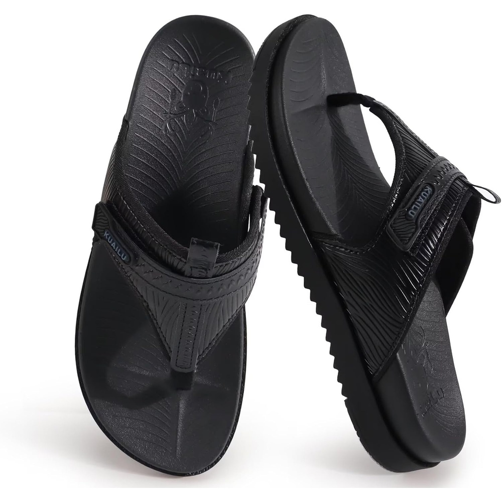 image:imageKuaiLu Womens Orthopedic Flip Flops Comfort Cushion Arch Support SandalsBlack