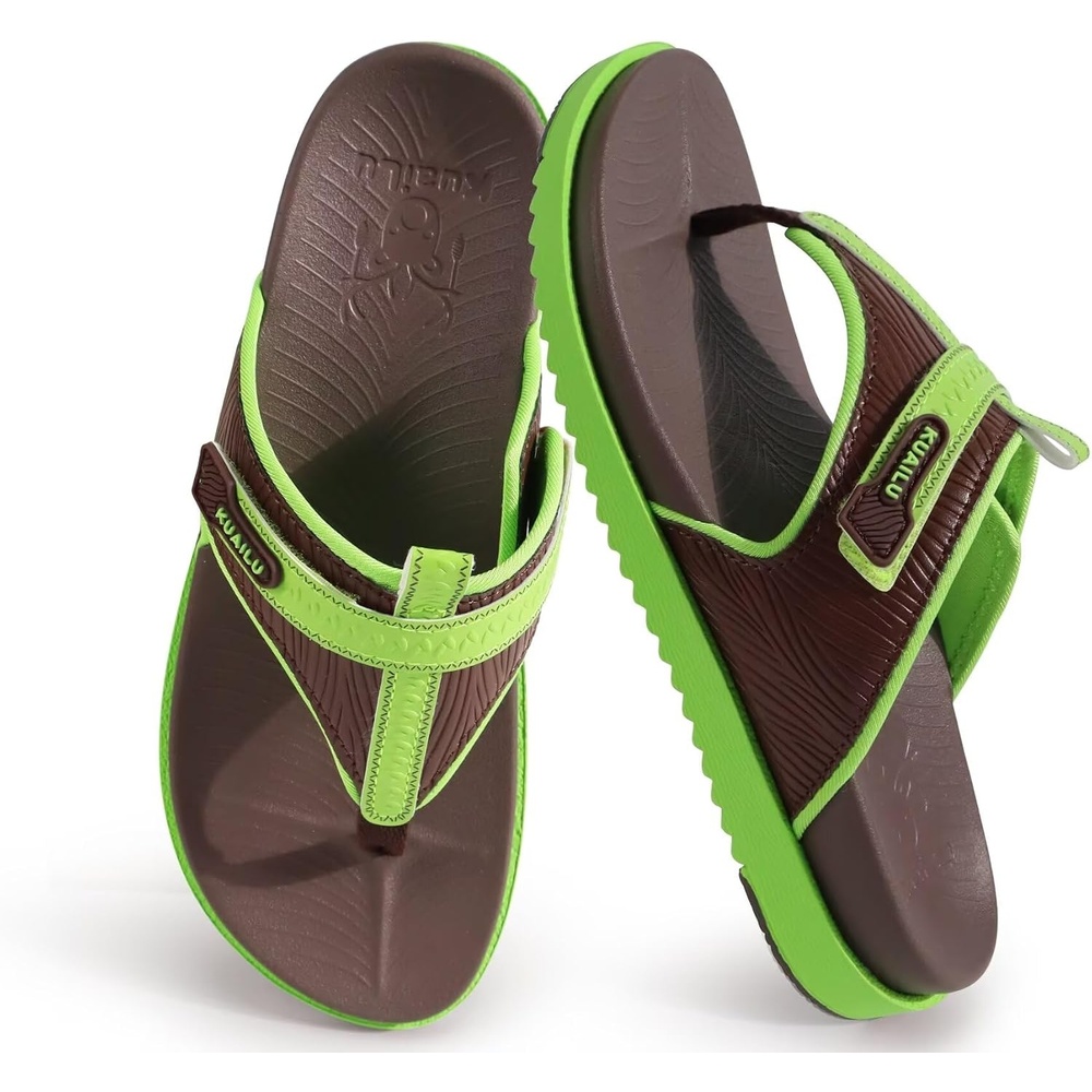 image:imageKuaiLu Womens Orthopedic Flip Flops Comfort Cushion Arch Support SandalsBrown Green
