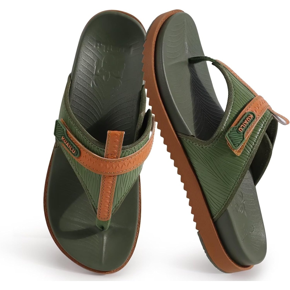 image:imageKuaiLu Womens Orthopedic Flip Flops Comfort Cushion Arch Support SandalsGreen Khaki