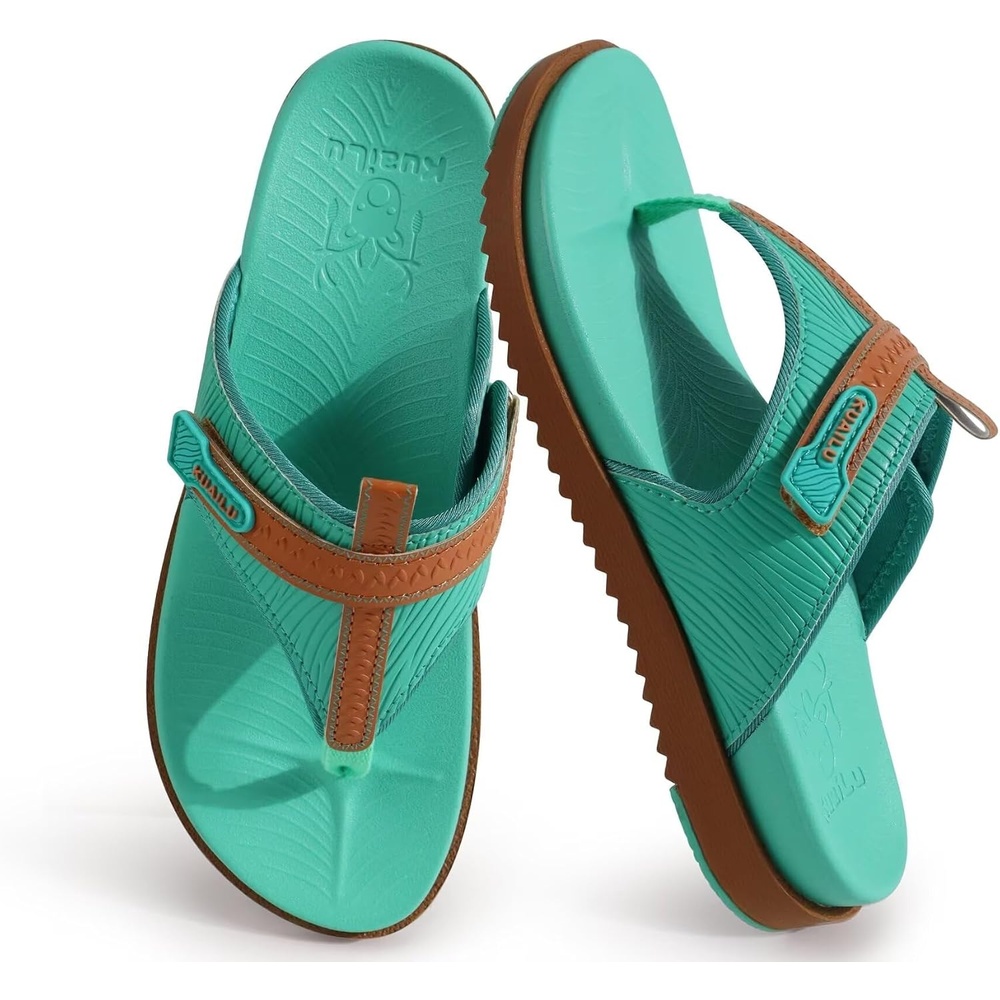 image:imageKuaiLu Womens Orthopedic Flip Flops Comfort Cushion Arch Support SandalsTeal Khaki