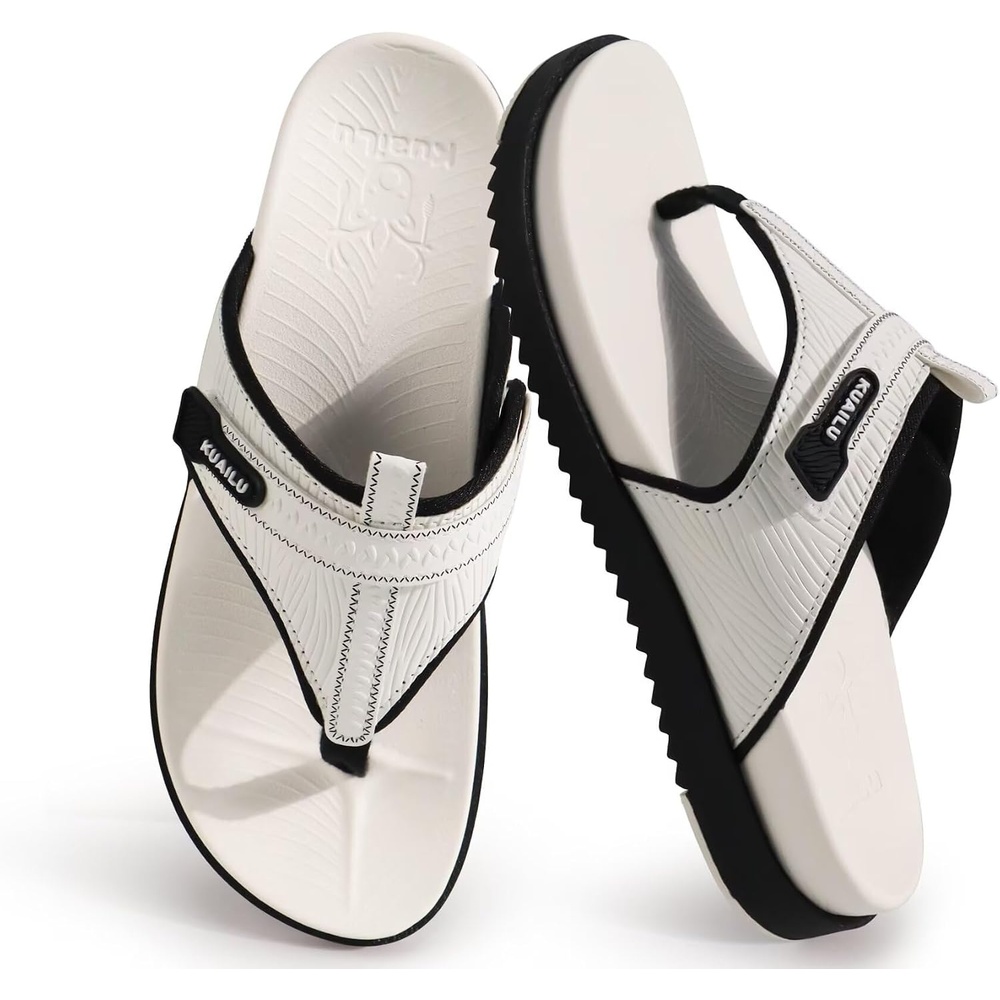 image:imageKuaiLu Womens Orthopedic Flip Flops Comfort Cushion Arch Support SandalsWhite Black