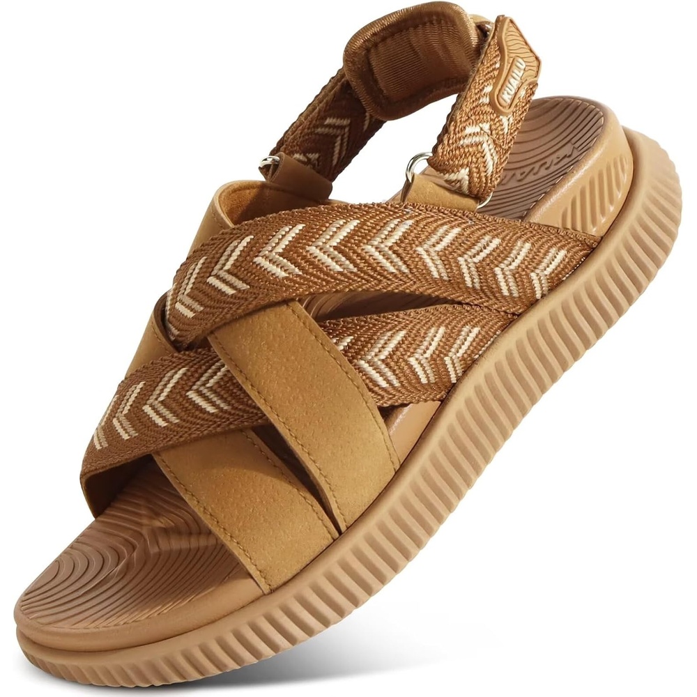 image:imageKuaiLu Womens Orthopedic Walking Sandals with Memory Foam Arch SupportKhaki