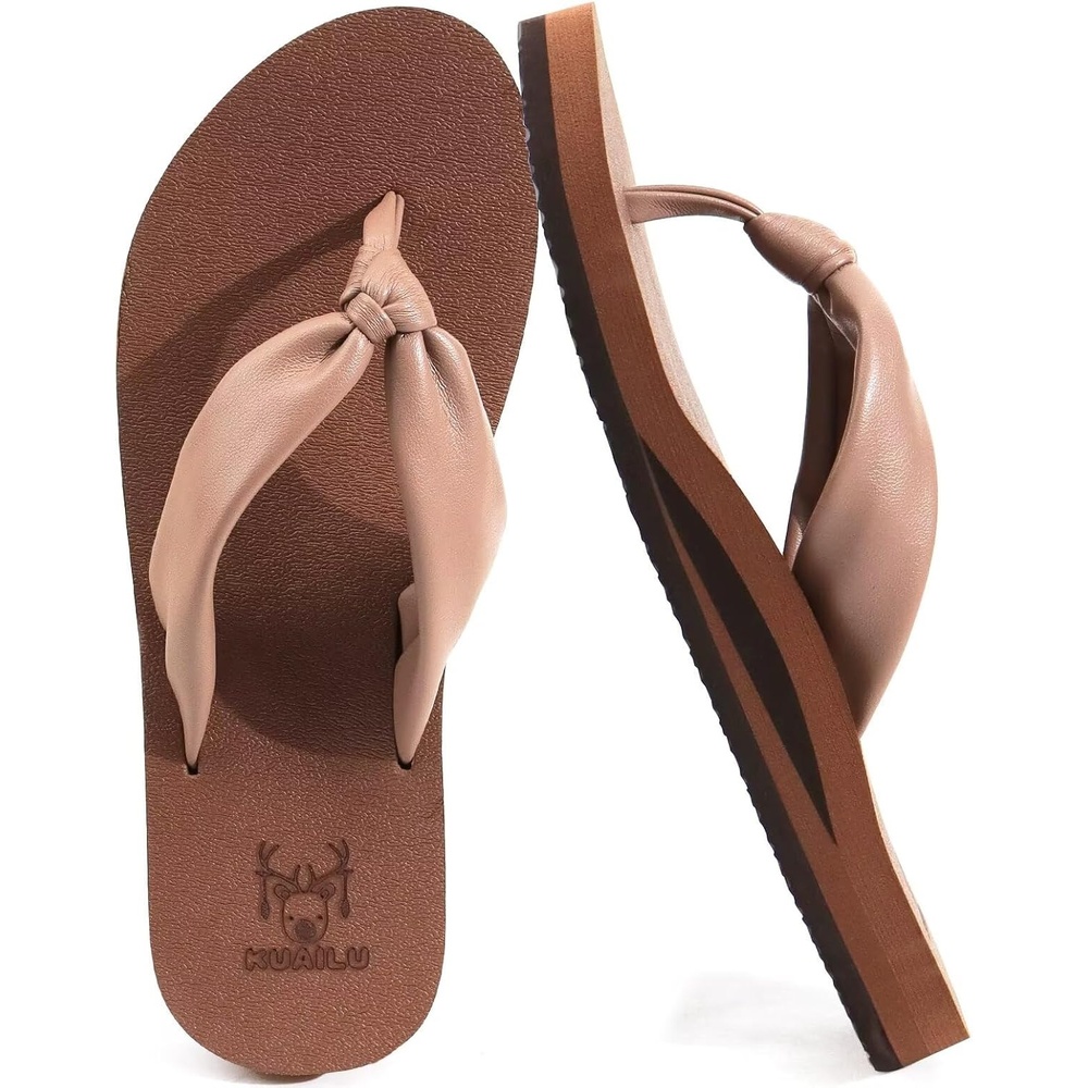 image:imageKuaiLu Womens Orthotic Flip Flops with Arch Support Yoga Mat Cushion SandalBrown