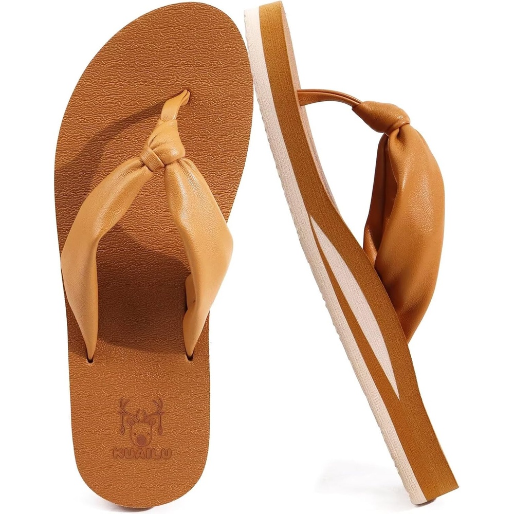 image:imageKuaiLu Womens Orthotic Flip Flops with Arch Support Yoga Mat Cushion SandalKhaki