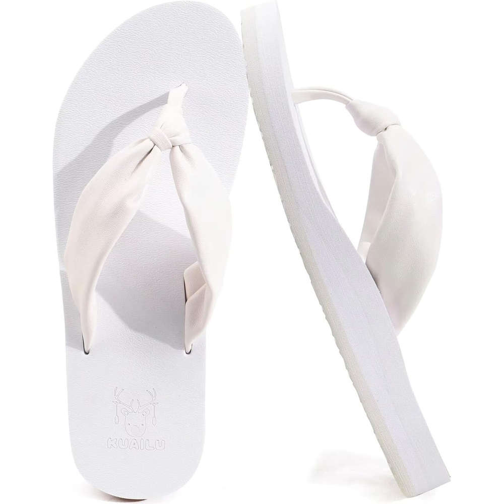 image:imageKuaiLu Womens Orthotic Flip Flops with Arch Support Yoga Mat Cushion SandalWhite