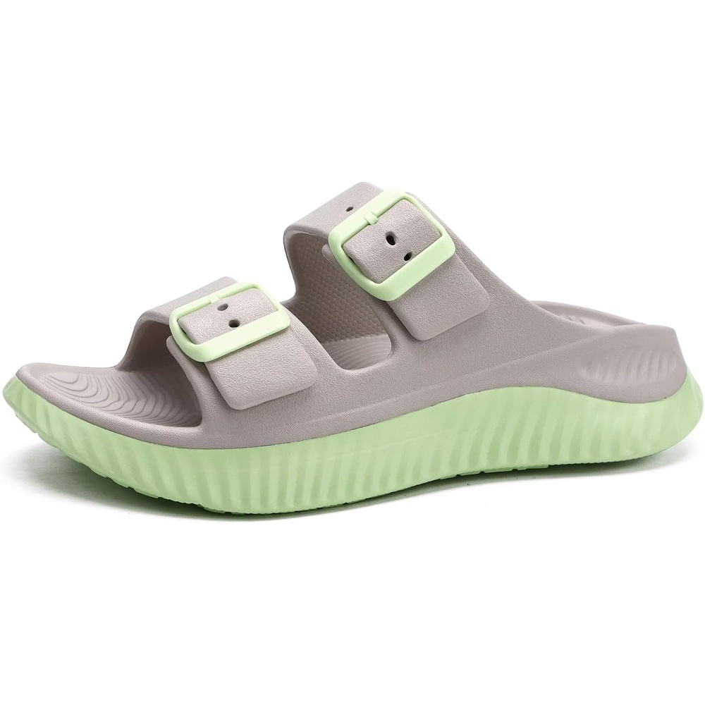 image:imageKuaiLu Womens Recovery Sandals Comfortable Arch Support Adjustable SlidesApricot Green