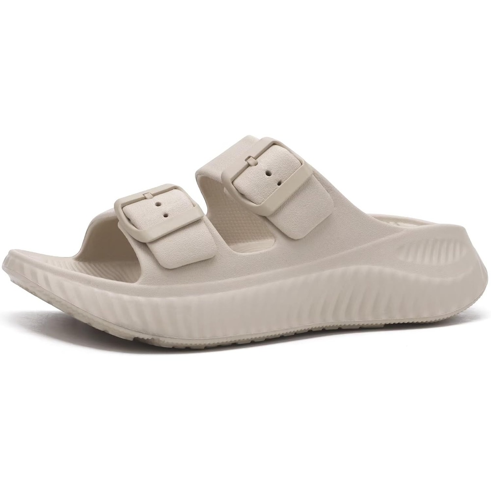image:imageKuaiLu Womens Recovery Sandals Comfortable Arch Support Adjustable SlidesBeige