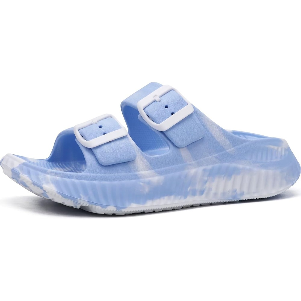 image:imageKuaiLu Womens Recovery Sandals Comfortable Arch Support Adjustable SlidesCamo Blue