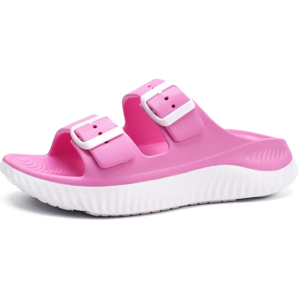 image:imageKuaiLu Womens Recovery Sandals Comfortable Arch Support Adjustable SlidesPink White