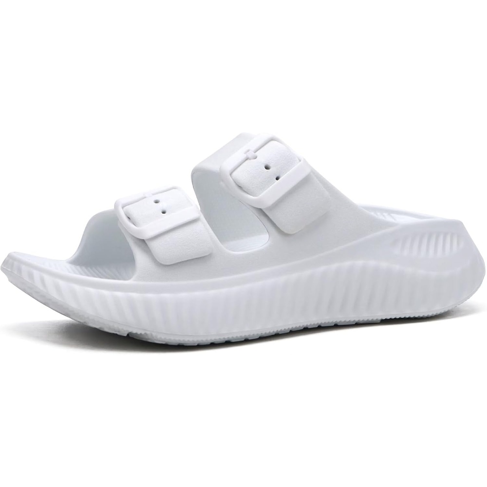 image:imageKuaiLu Womens Recovery Sandals Comfortable Arch Support Adjustable SlidesWhite