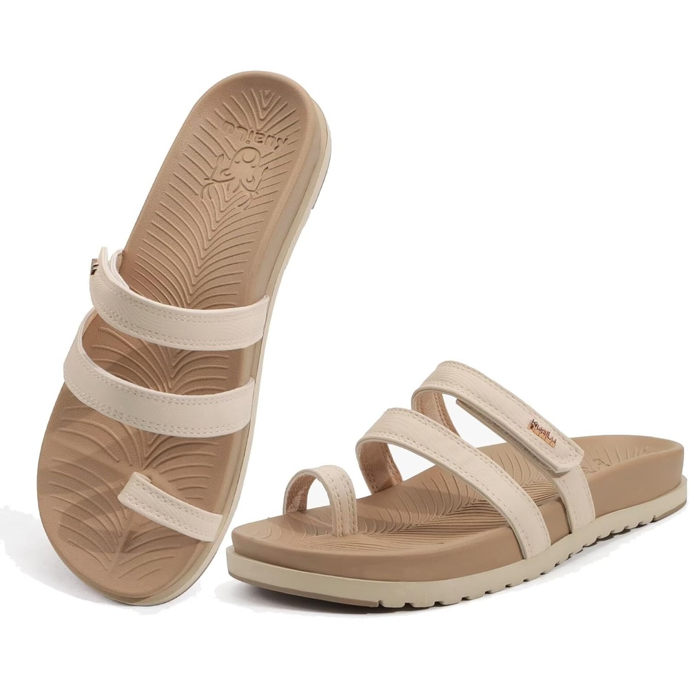 image:imageKuaiLu Womens Slides Sandals With Arch Support Comfort Plantar FasciitisBeige