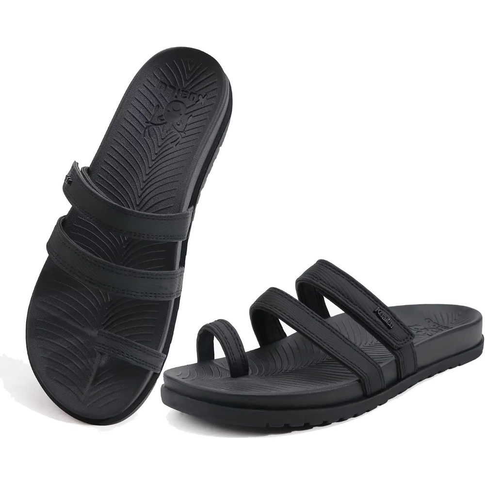image:imageKuaiLu Womens Slides Sandals With Arch Support Comfort Plantar FasciitisBlack