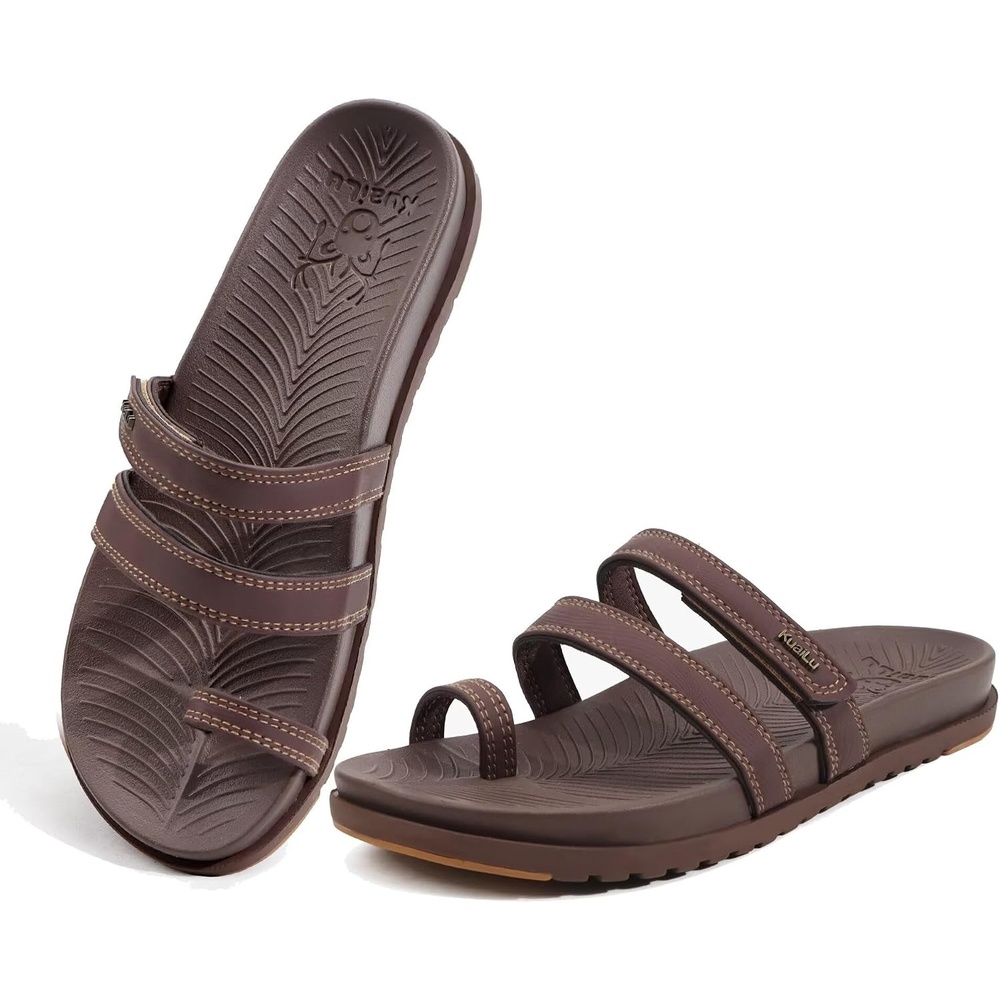 image:imageKuaiLu Womens Slides Sandals With Arch Support Comfort Plantar FasciitisBrown
