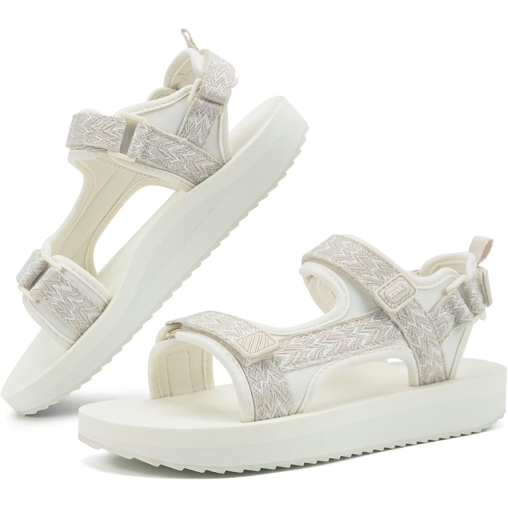 image:imageKuaiLu Womens Walking Sandals Comfortable Arch Support Summer Hiking ShoesCotton White